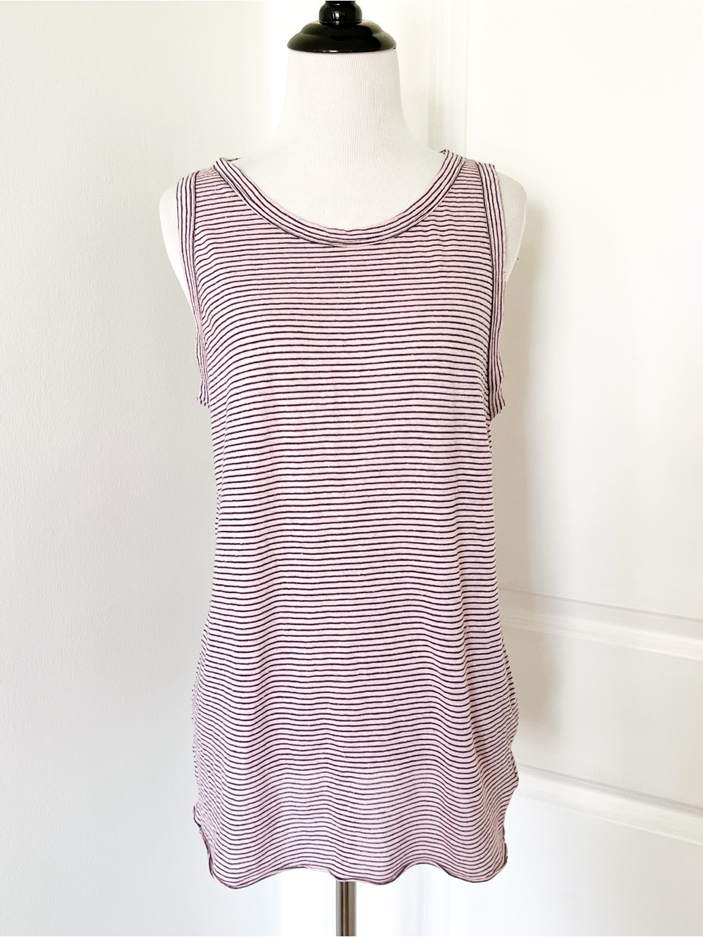 Ag Adriano Goldschmied Pink and Black Striped Tank Top - Large
